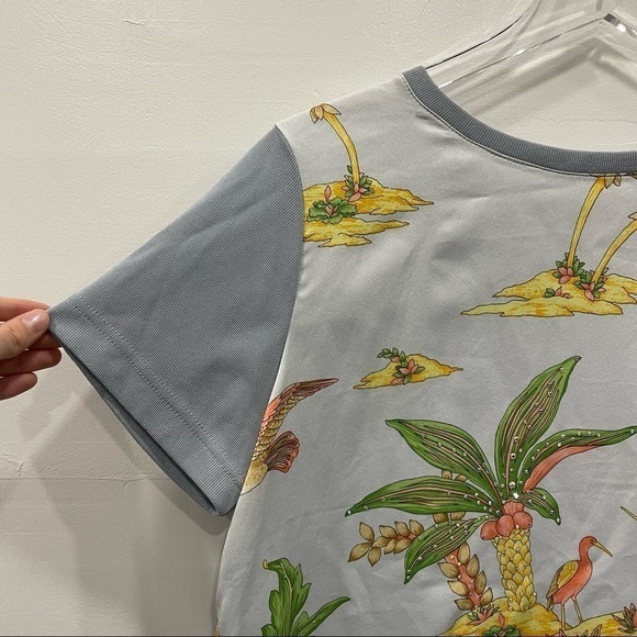 Jacqueline De Michel Shirt Knit Cardigan Set Silk Floral Vintage Small - Picture 9 of 15